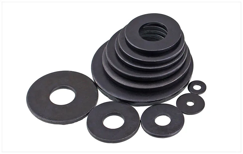 100Pcs DIN125 ISO7089 M2 M2.5 M3 M4 M5 M6 M8 Carbon Steel Flat Machine Washer Plain Black Washer Furniture Gaskets