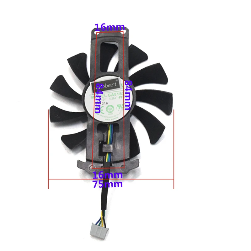 2 шт./лот GA81S2U 12 В 0.38A 75 мм 4Pin Apistek кулер вентилятор для ZOTAC GTX960 4 г PCI-EDC вентилятор видеокарты