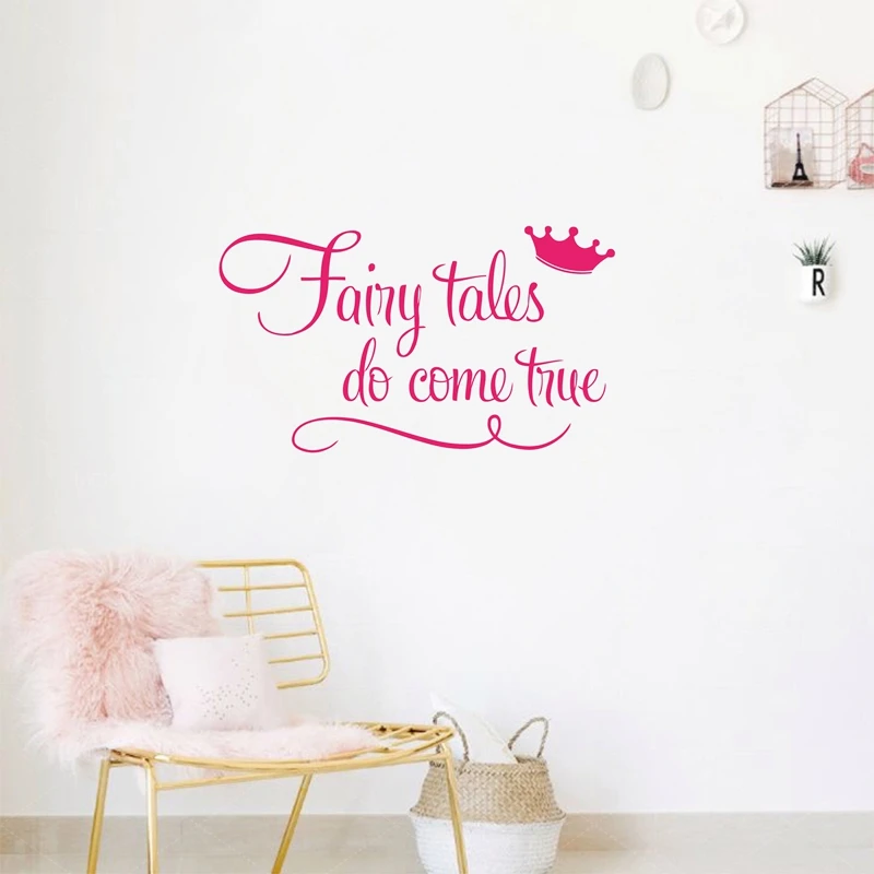 Autocollants De Citation De Princesse Avec Couronne Stickers Muraux Conte De Fees Do Come True Decoration Artistique Pour Chambre De Bebe Fille Aliexpress