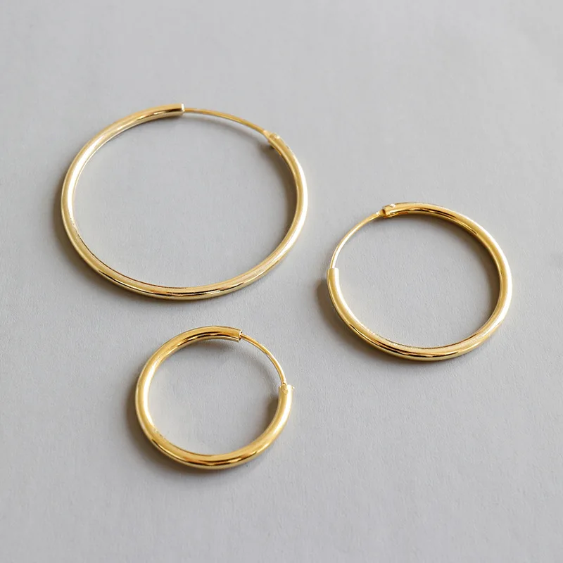 

1.8MM 100% Authentic 925 Sterling silver Glossy Endless LOVE Circle Hoop Huggie Earrings jEWELRY 15MM 20MM 30MM TLE50