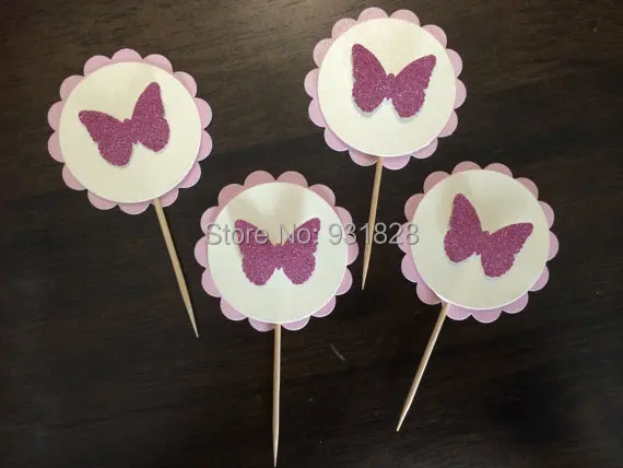 glitter butterfly party topper cupcake toppers food picks baby