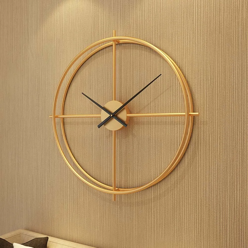 

Iron Art Wall Hanging Clock Mental Silent Wall Clock Modern Design Home Living Room Decorative Round Clocks