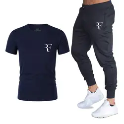 2019 F Повседневная футболка тренажерные залы фитнес брюки для мужчин лето Лидер продаж мужские наборы футболка + брюки для девочек 2 шт
