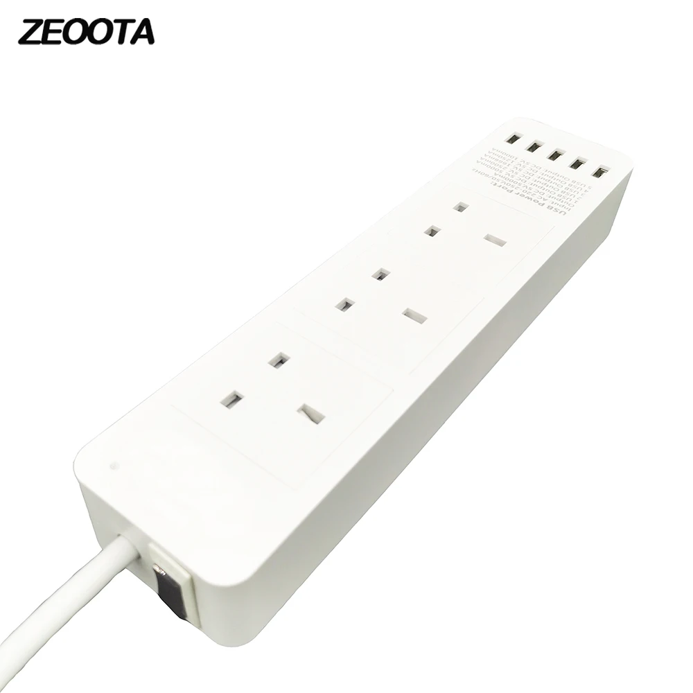 

Power Strip USB Extension Outlets UK Plug Sockets with USB Surge Protector 3250W/13A Overload Protection with 3m Extension Cord