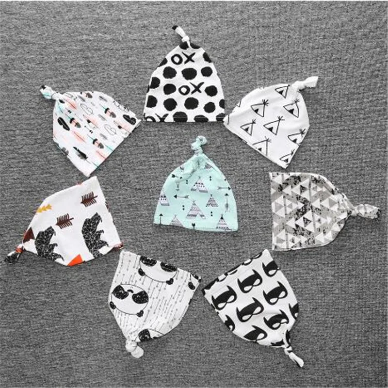 new cotton with knot baby  beanies panda straberry feather tent bear cat cartoon kids caps winter warm children hats headwear