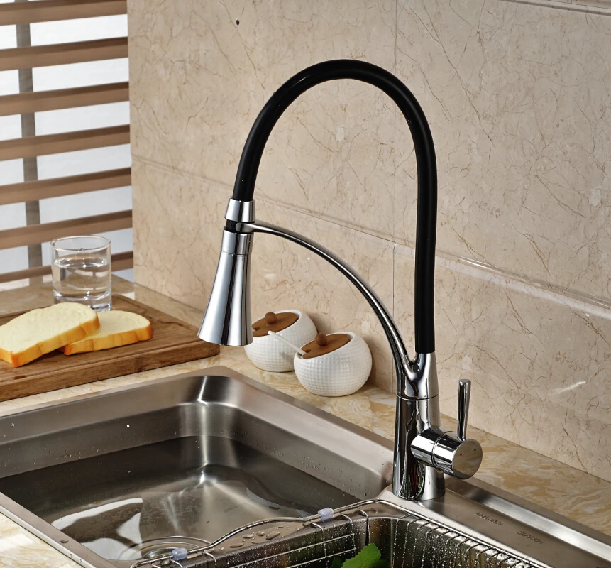 Temperature Sensor 3 Colors LED Kitchen Faucet Spray Mixer Tap Deck Mount Chrome Finish