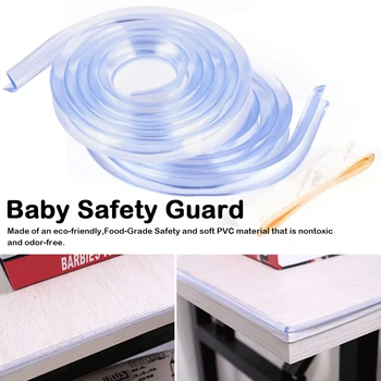 

Reusable Baby Safety Corner Protection Strip Guards 1m Transparent Table Edge Furniture Corner Protectors Soft Silicone Bumper