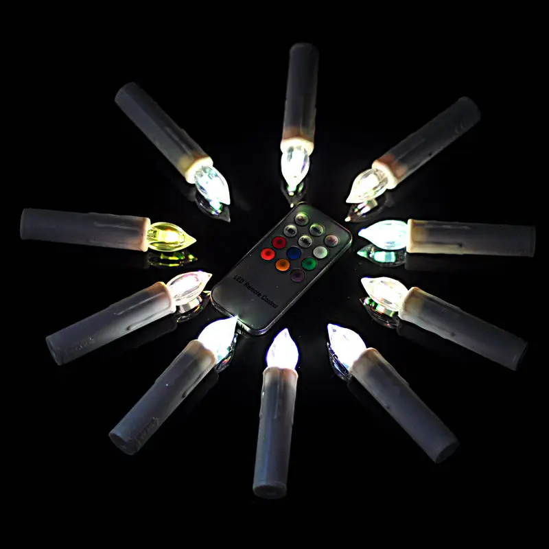 10 шт. теплые белые рождественские Свадебные елки вечерние светодиодный светильник свечи+ пульт дистанционного управления