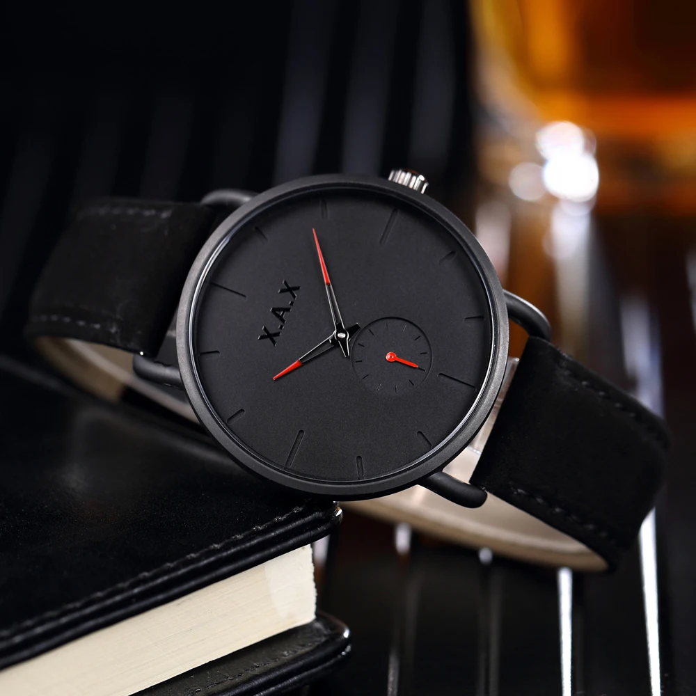 

Branded Suede Leather Watch Full Black Demark Design Minimalist Watch