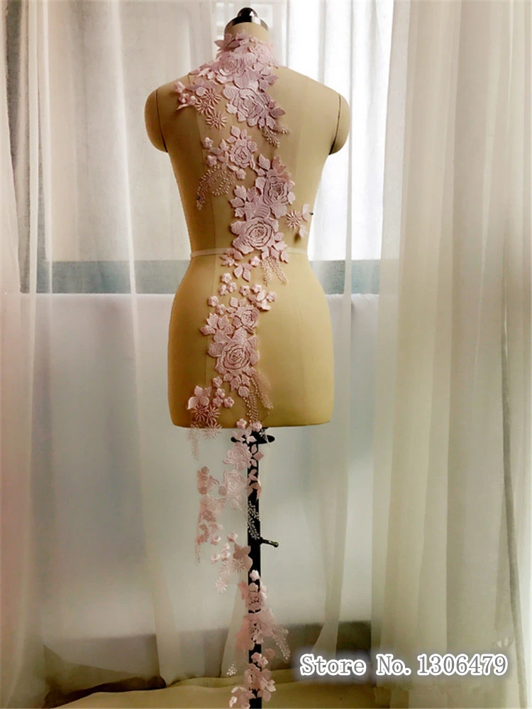 Новая мода большая вышивка ткань паста три цвета можно выбрать DIY аксессуары для одежды RS1308 - Цвет: Pink