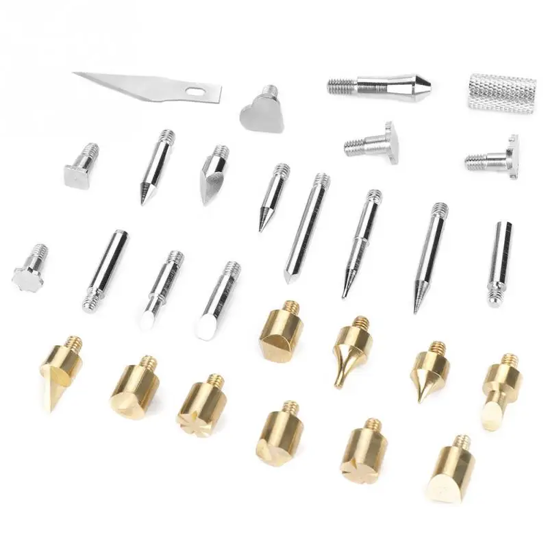 

1 Set 28 in 1 Soldering Iron Tips Set Wood Burning Pen Tips Set Pyrography Craft Tool Kit Welding Tips for 30W Soldering Iron