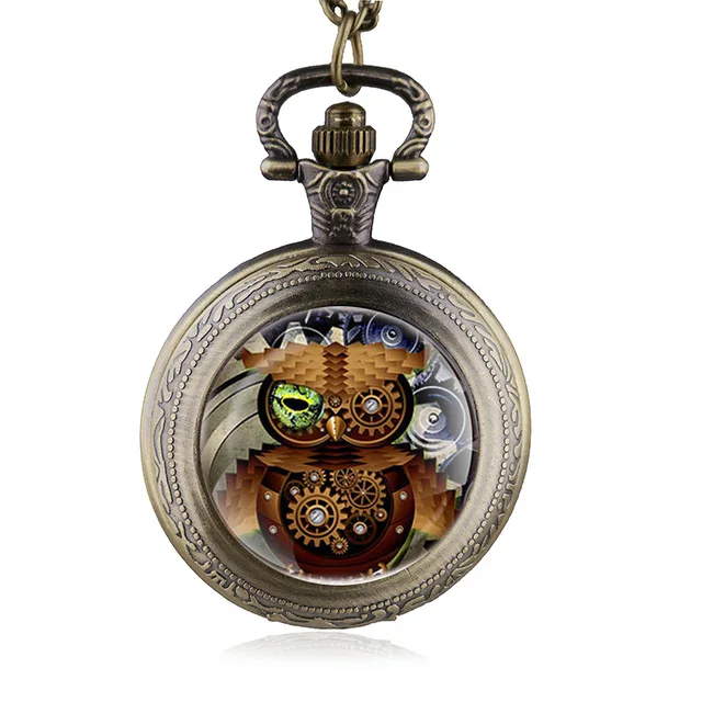 Vintage Bronze Steampunk OWl Necklace Quartz Pocket Watch Casual Man Women Watch Vintage Bronze Steampunk OWl Necklace Quartz Pocket Watch Casual Man Women Watch