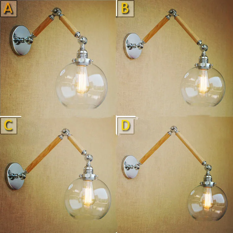 

Wood Wall Sconces Antique Loft Industrial Wall Light Vintage Swing Long Arm Lamp Lampada Parete Appliques Murales Luminaire