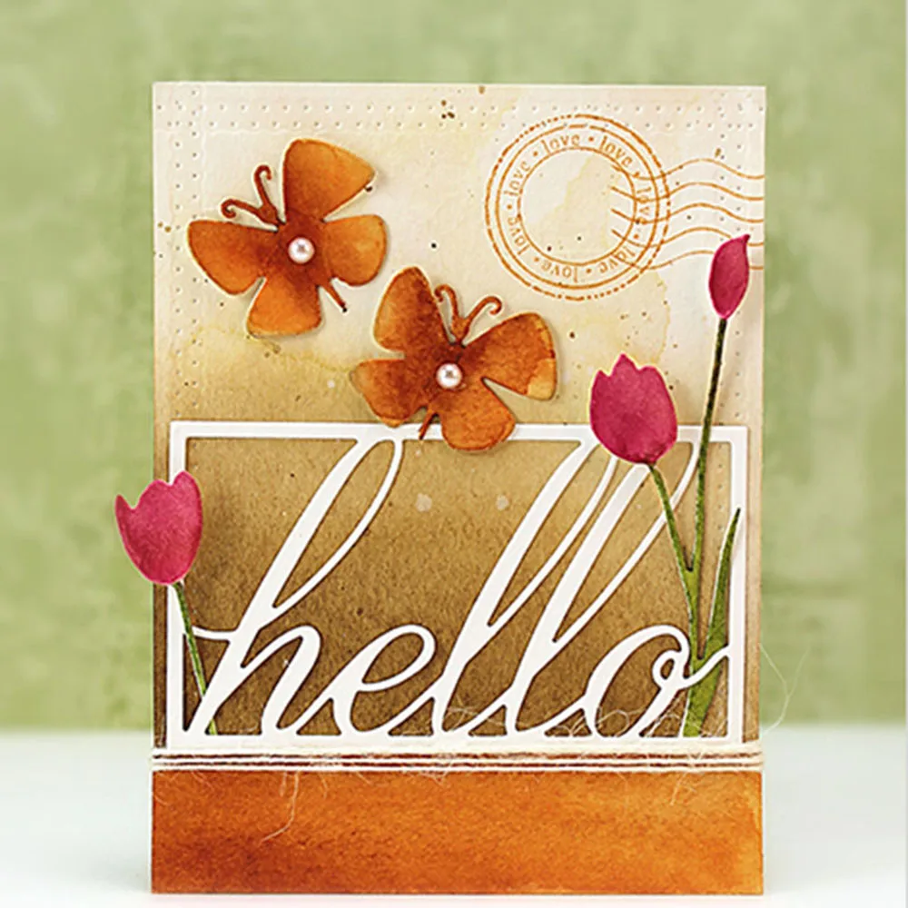 New HELLO Cutting Dies Stencils Photo Album Decor Metal Cards Making