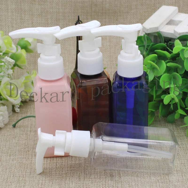 100pcs 50ml Empty Travel Lotion square Bottles,Small Shampoo Pump Container,Liquid Soap Plastic