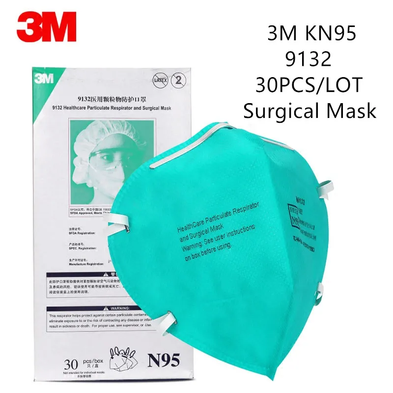 

30pcs 3M N95 9132 Gas Mask Surgical Masks Anti Particulate Respirator Against H7N9 Influenza Virus PM2.5 Standard Hospital CDC