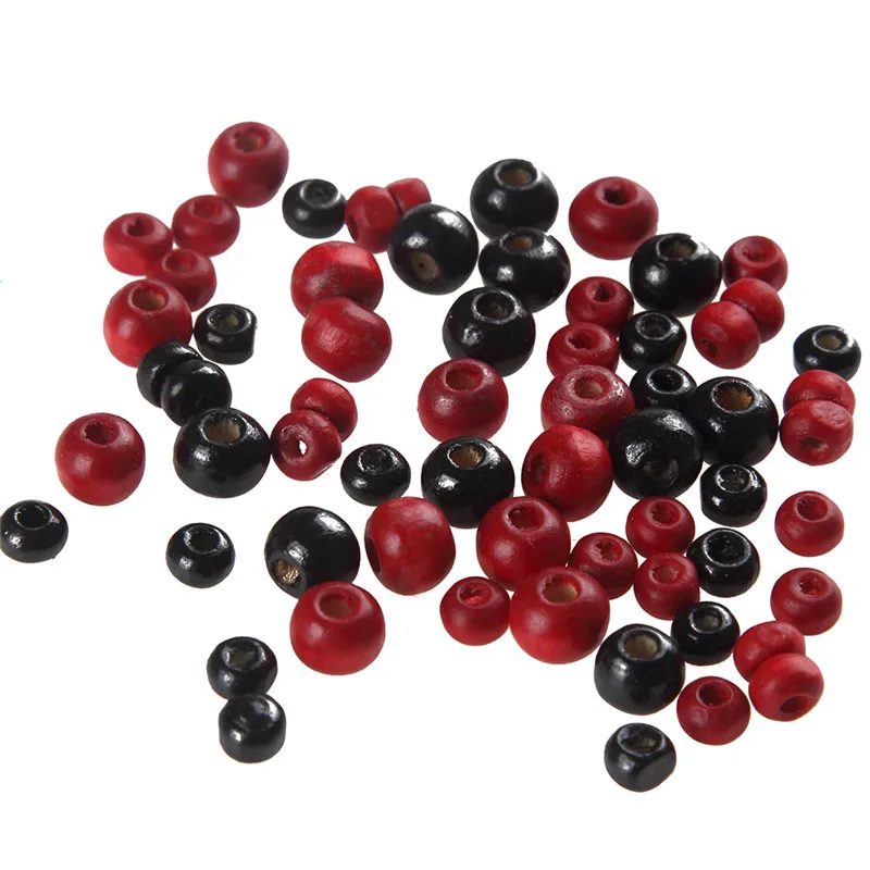 Trendy 4mm 6mm Red Black Natural Wood Spacer Beads For Jewelry Making