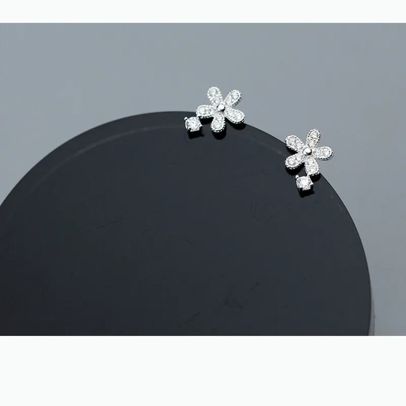 

1 Pair 100% 925 Sterling Silver Jewelry Women Fashion Cute Tiny Flower Stud Earrings Gift For Girls Kids Lady