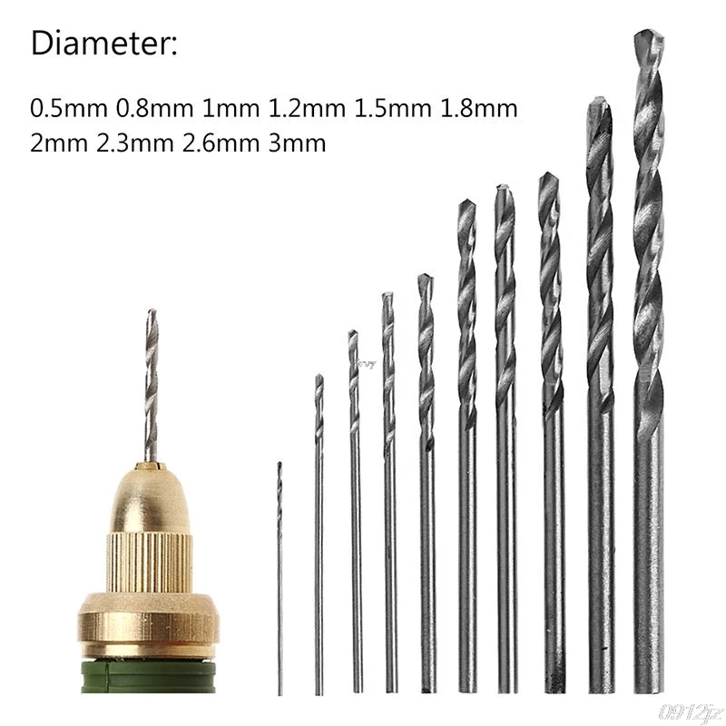 

10Pcs HSS White Steel Twist Drill Bit Set 0.5-3mm for Electric Grinding Drilling