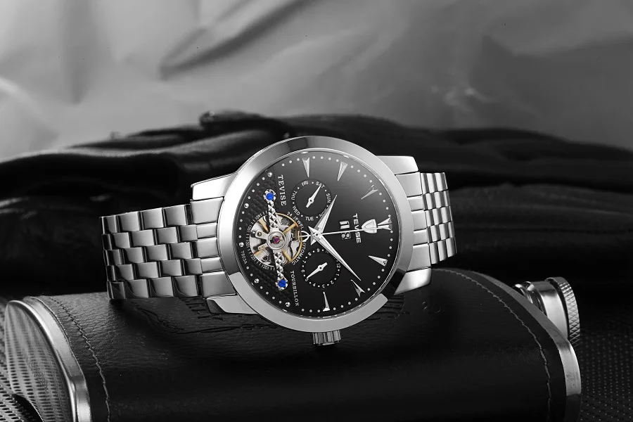 TEVISE Mechanical Watches Complete Calendar Auto Date Luminous 24 Jewel Tourbillon Automatic Watch Men Luxury Clock Men 2017  (11)