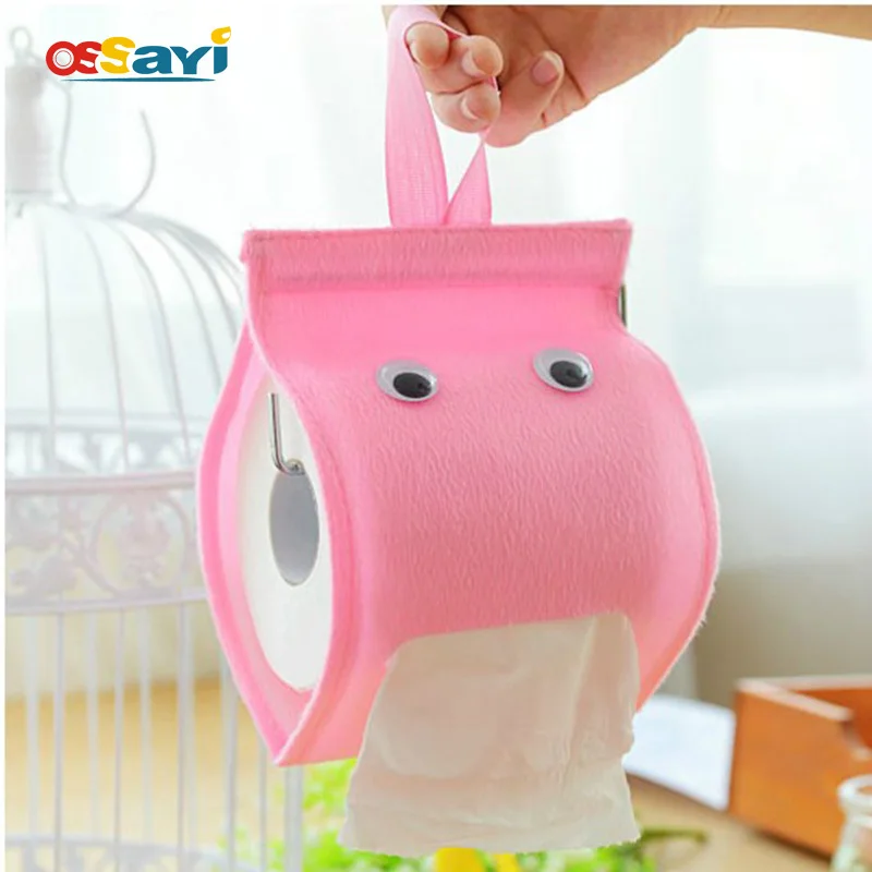 

6 Colors Cute Elfin Roll Paper Plush Cloth Tissue Case Room Decoration Toilet Kitchen Hanging Tissue Canister Box Holder