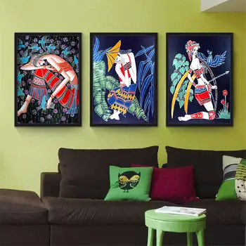 

Chinese ethnic minority character beautiful women canvas painting decorative painting wall poster for living room sofa modern