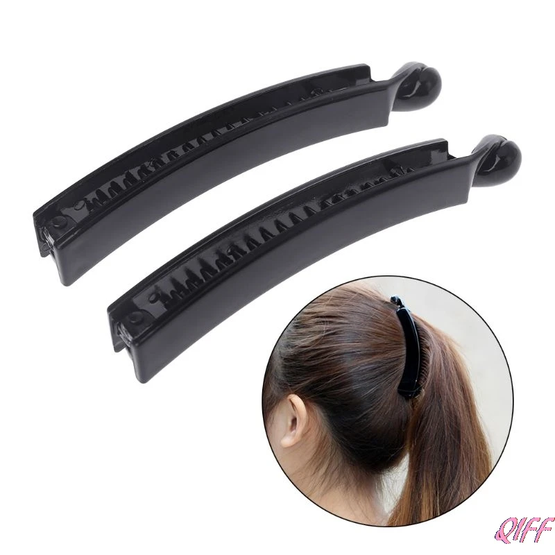 2 Pieces 10 cm Banana Hair Clips Black Square Head Plastic Barrette Ponytail Holder 10pcs 20pcs plastic jewelry display box stand racks round square base for transparent case support bracket