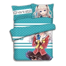 Аниме JK Charlotte Tomori Nao девушка мультфильм 4 шт постельных принадлежностей кровать плоский лист пододеяльник наволочка для подушки кровать в сумке