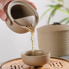 Набор керамических чайных чашек, портативная посуда для путешествий, чайная чашка кунг-фу, 1 горшок, 1 чашка, черный чай улун, домашний офис, винтажная посуда для напитков, Gaiwan