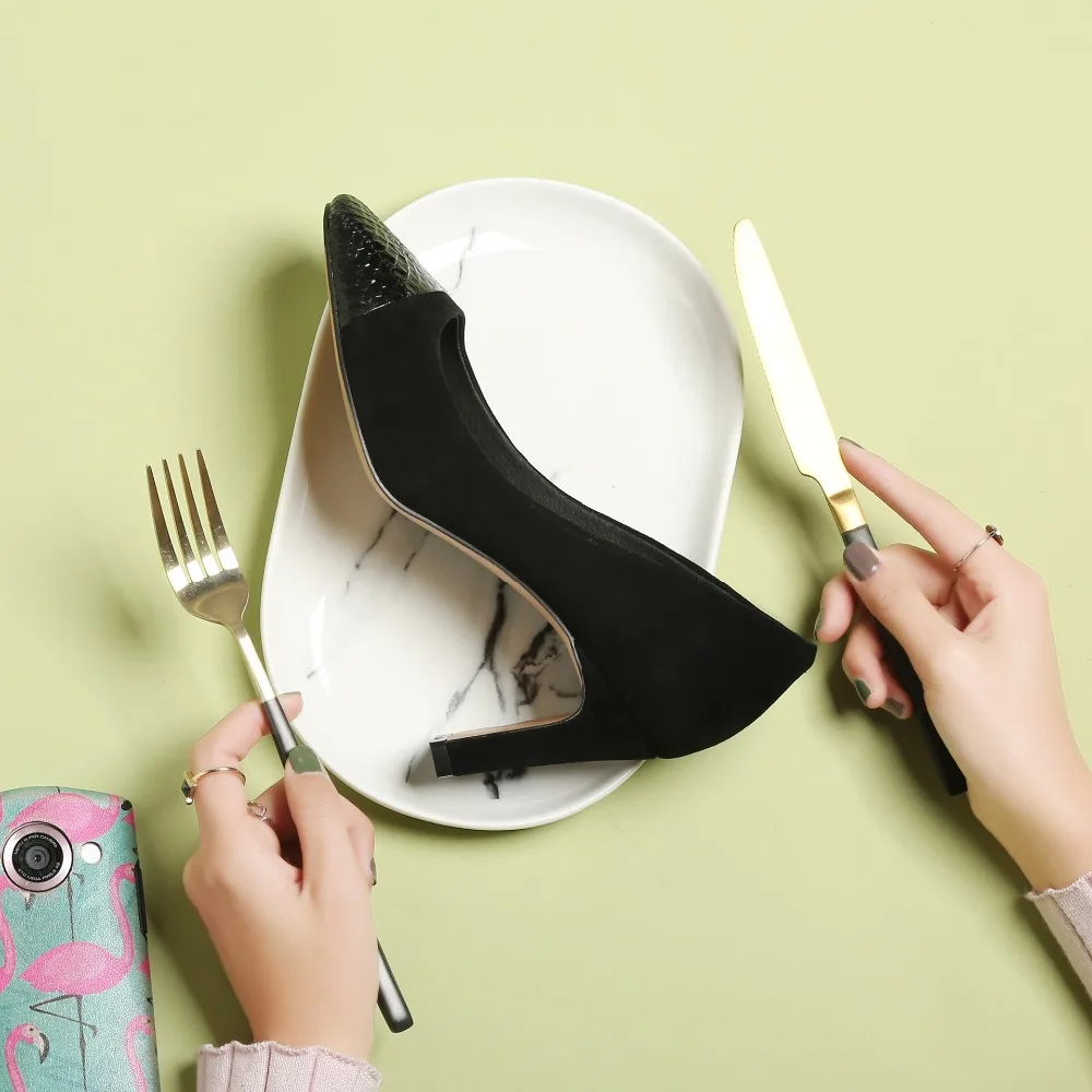 Donne Di Stagioni Testa Scarpe Famosa 2019 Color L'estate Del Alto black Singoli Piazza Primavera Pattini Cuoio Autumn Fragrance Pendolari E Alta Tacco Marca Delle Col w0Y0x
