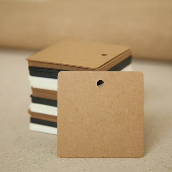 6x6cm square shape blank custom kraft paper hang tags, gift tags,DIY