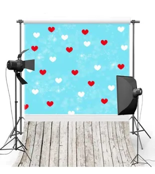 

Heart Shapes Wood Floor backdrops Vinyl cloth High quality Computer printed newborn baby Backgrounds for sale