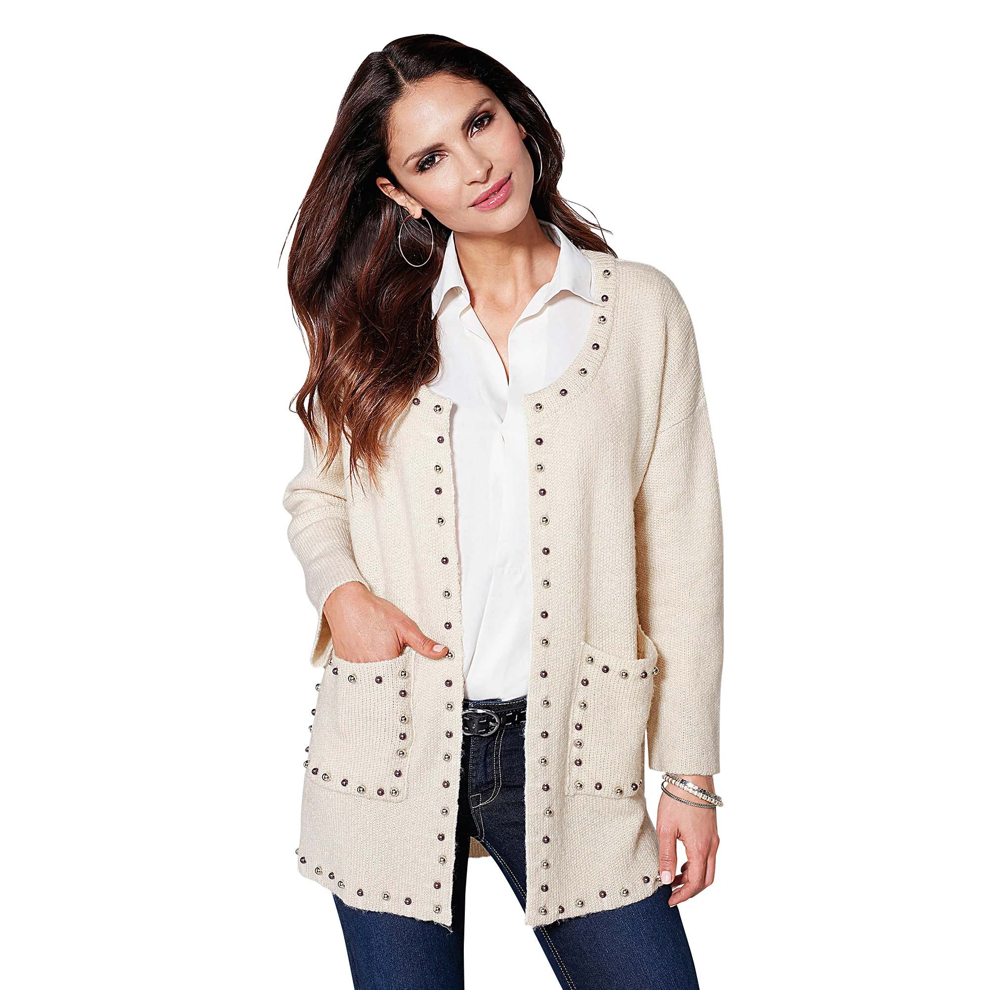 Chaqueta aplicaciones metalicas en el escote by VencaStyle