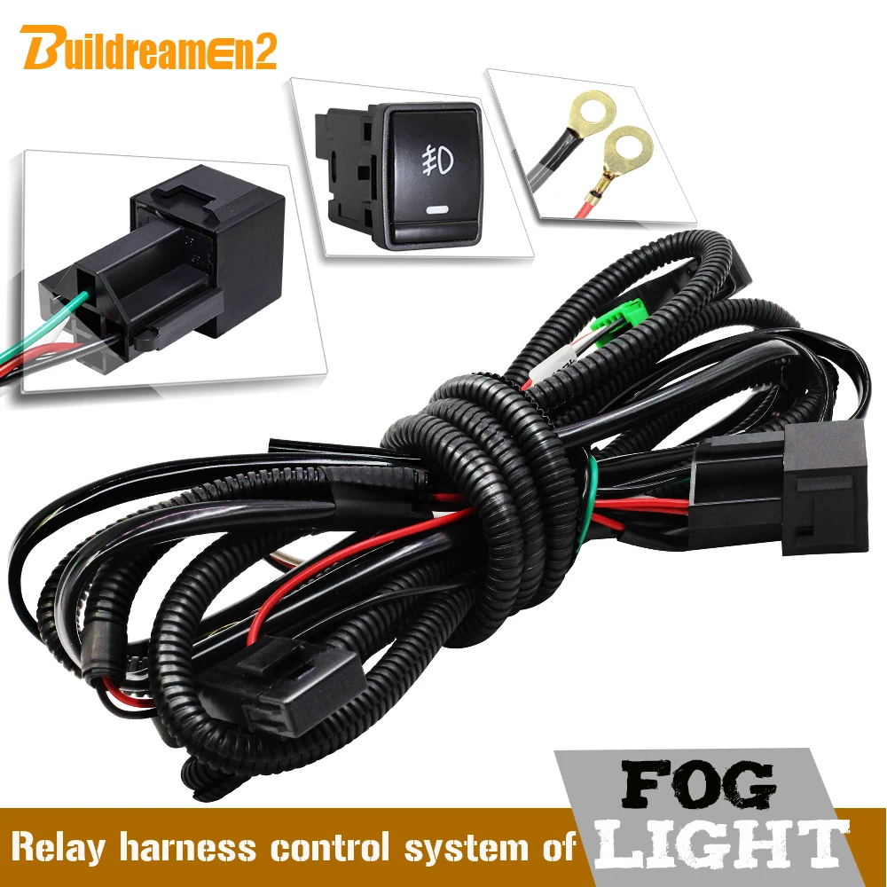 

Buildreamen2 Car Styling Fog Light H11 Wiring Harness Wire Cable + Switch with LED indicator AT Relay Fuse For Nissan Infiniti