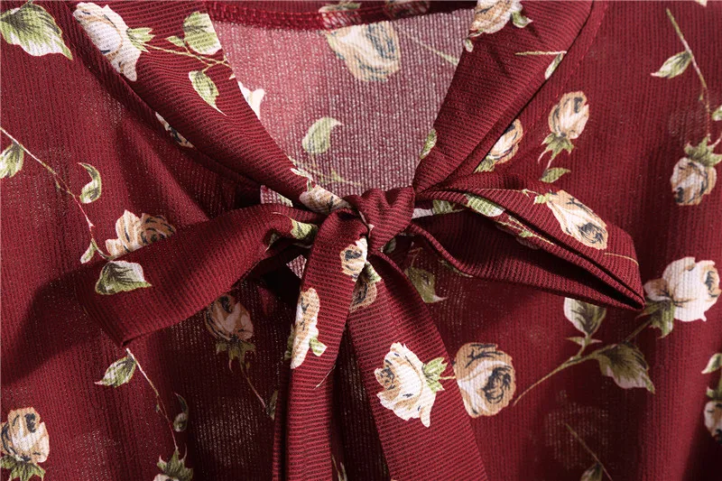 Женские цветочные длинные платья с бантом Лето Осень с длинным рукавом Vestido S-XL размер с расклешенными рукавами шифоновое платье с принтом повседневное милое