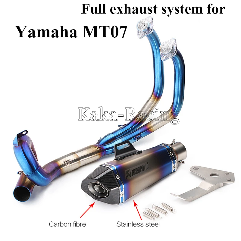 

MT07 Motorcycle Exhaust Muffler Slip On Full system Akrapovic Muffler Escape moto For Yamaha MT-07 FZ-07 2014-2018 XSR700 2017