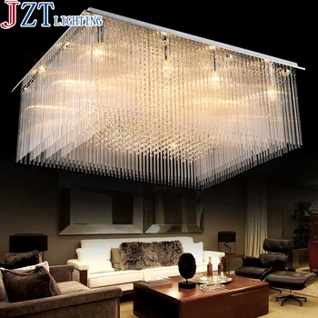 

M Rectangular Variable Light LED Crystal Lamp Living Room Ceiling Lamp E14 Bulb And Led Colorful Beads Hotel Engineering Lamps