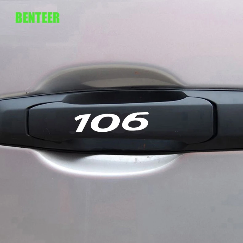 4 шт. наклейки на дверные ручки автомобиля для Peugeot 206 208 307 308 2008 3008 106 108 306