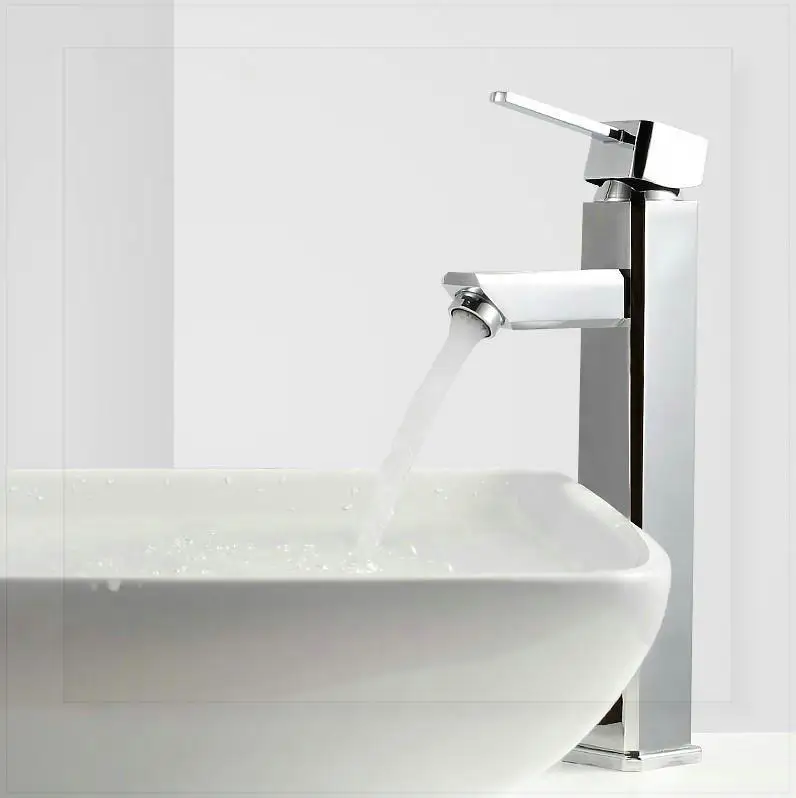 wholesale Luxury Basin Faucet. Material Brass Modern Chrome Bathroom Vessel Sink Lavatory Faucet / Mixer Tap transparent |