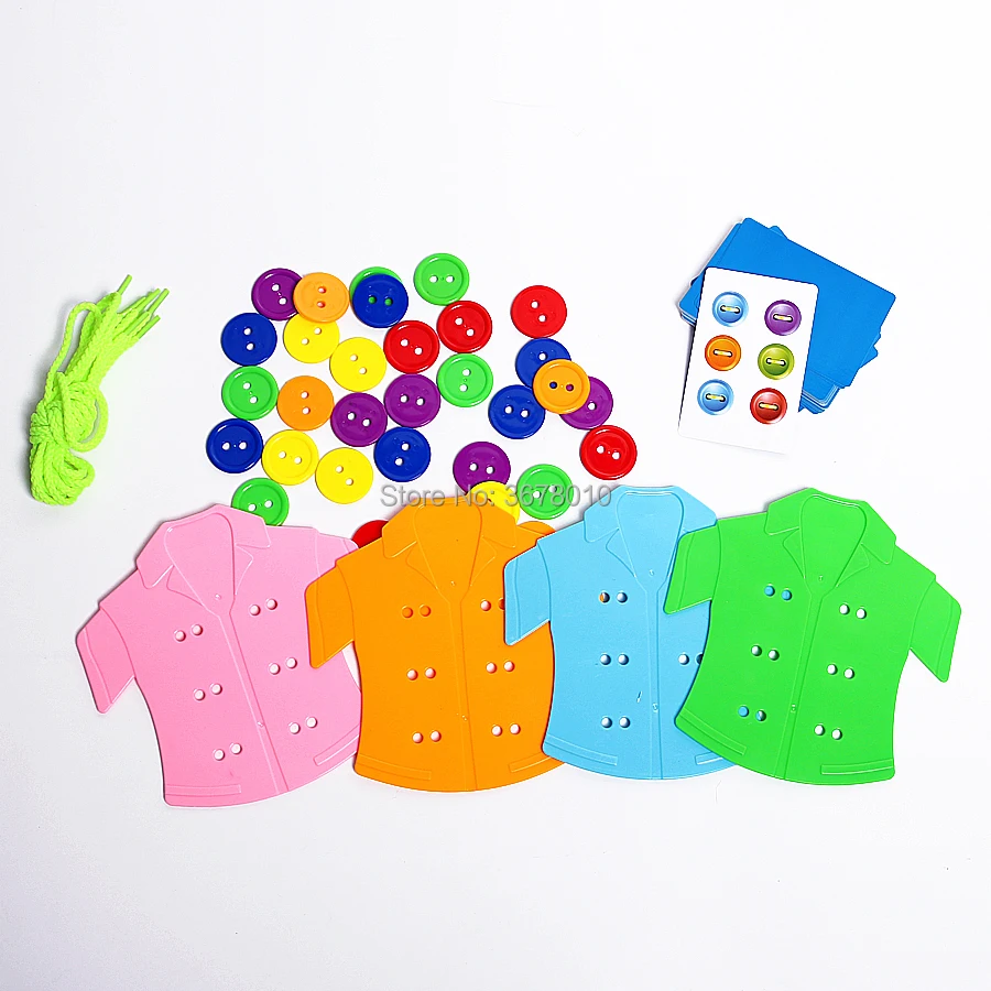 Jogo de Tabuleiro Botão Enfiar Puzzle Roupas Botões Lacing Brinquedo Usando Corda Threading Montessori Sensorial Brinquedos Educativos Primeiros 6 vestindo corda rosqueando montessori sensorial brinquedos educativos iniciais