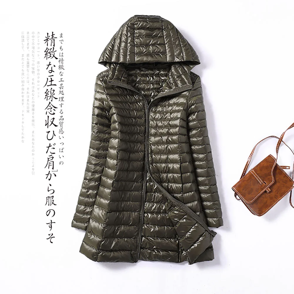 buy  2019 Spring Autumn Women's Long Jacket Coat Parka Simple Quilted Windproof Warm Duck Down Jacket Fe