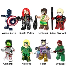 100 шт./партия строительные блоки супер HeroesPG8108 черная Widow Gamora Wrecker Vance Astro Action Bricks кукла Дети DIY игрушки