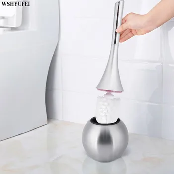 

WSHYUFEI 1 Pcs Toilet Brush Creative Bathroom Toilet Scrub Cleaning Brush Holder Set with Stainless Steel Base