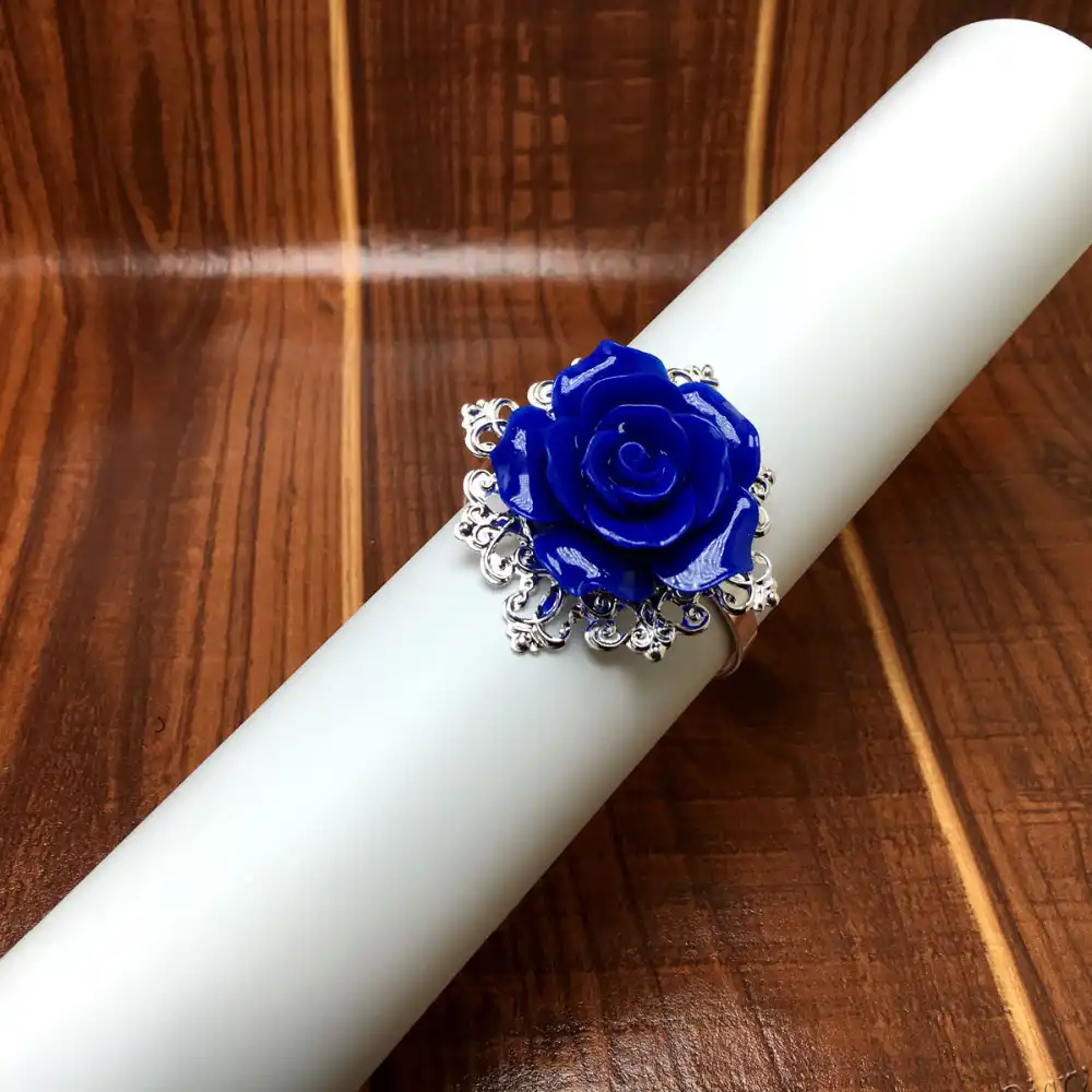 25 шт./партия темно-синий с розами кольца для салфеток Серебряные Обручи романтические красивые вечерние украшения для стола
