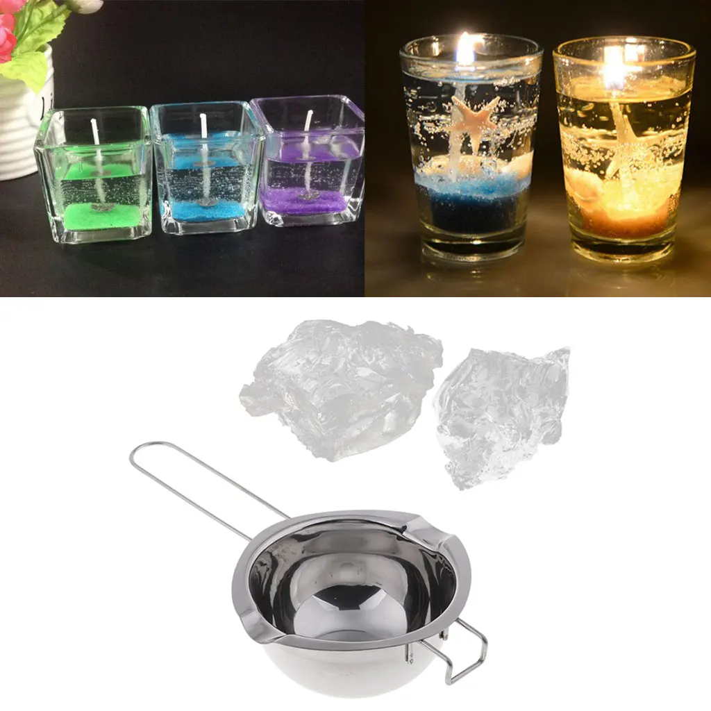 Stainless Steel Candle Wax Melting Pot Tools And 200g Basic Jelly Wax For DIY Scented Candle Making Valentine Gifts