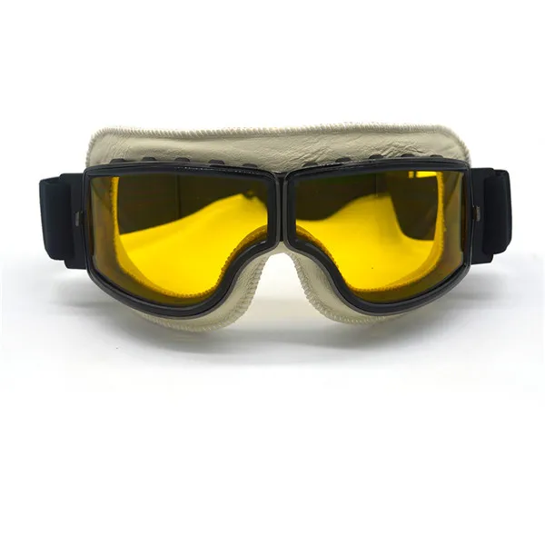 Mooreaxe мотоциклетные очки Пилот Винтаж кожа ретро реактивный шлем очки для Harley Cruiser Chopper новое поступление - Цвет: Yellow Lens