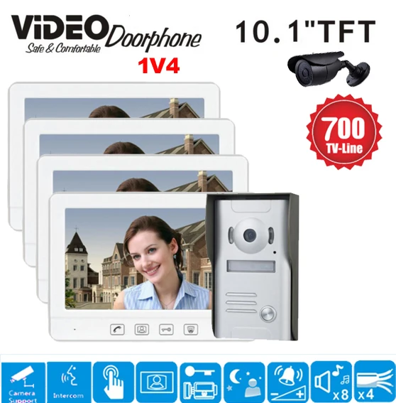 ZHUDELE домашний телефон новый 10 1 &quotцветной белый сенсорный экран видео домофон +