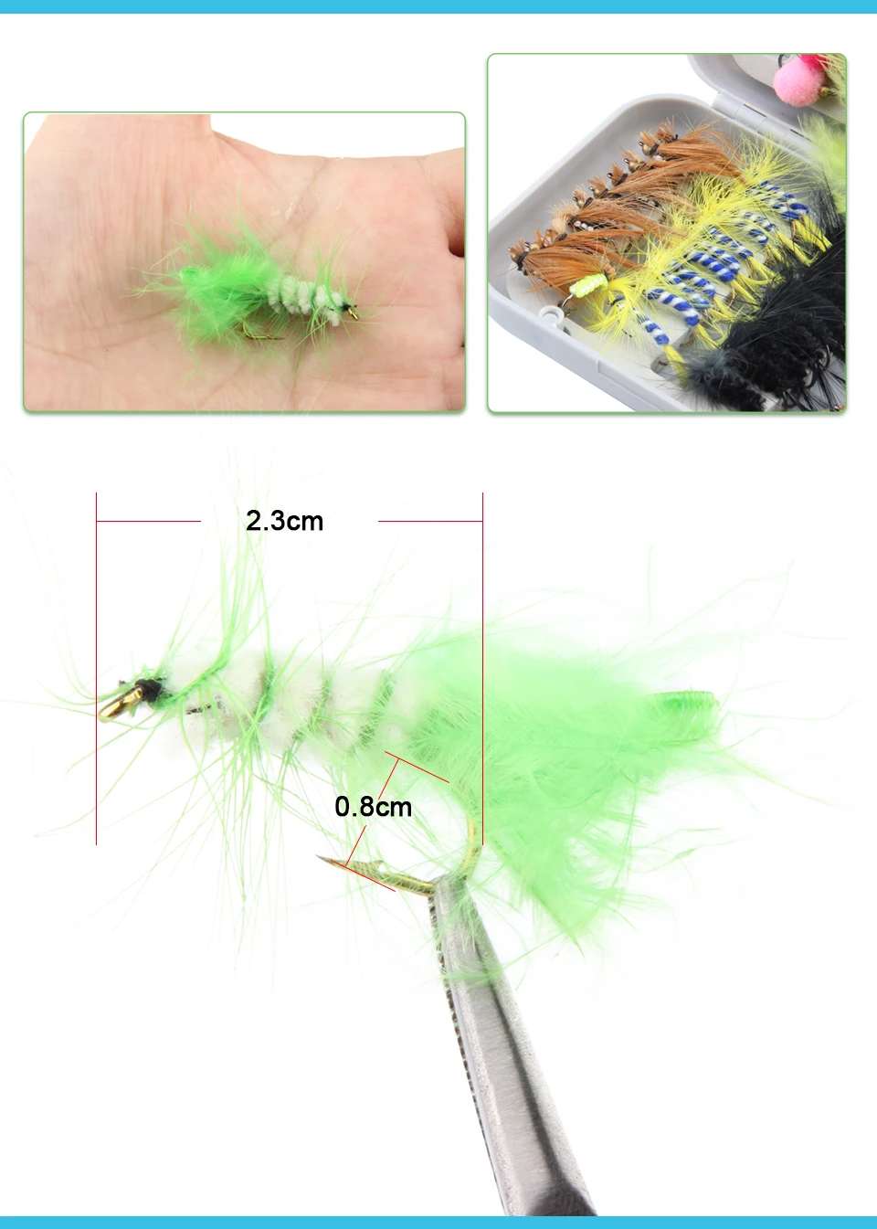 Top Brand 80Pieces Assortment Dry Flies PackSet Feather Bait Trout Salmon Fly Hooks Lures Fishing  (4)