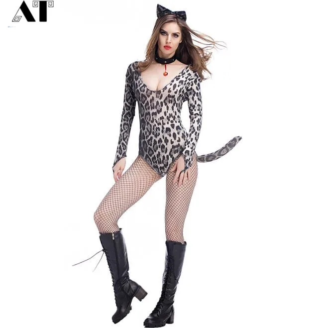 Сексуальное женское белье леопардовое Платье Женщина-кошка костюм Клубная одежда нарядное платье