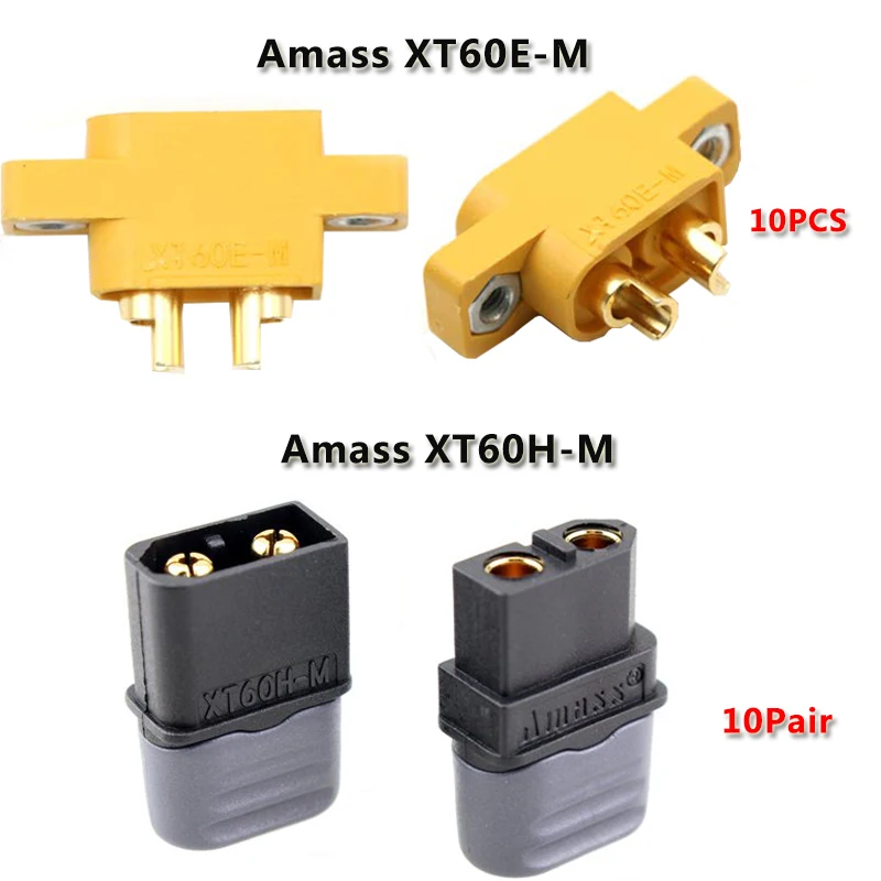 4 Piece Genuine AMASS XT60H XT60 High Power Gold Connector Plug Male Caps Lipo 